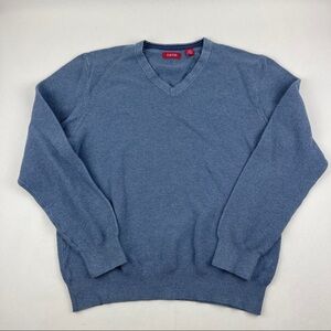 Izod Sweater Mens Medium Blue Vneck Long Sleeve